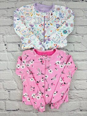 Lot of 2 The Children’s Place One-Piece Sleepers - Floral & Woodland Animals 5T